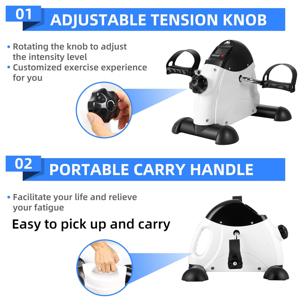 EVOLAND Under Desk Bike Pedal Exerciser with Handle | Portable Mini Bike