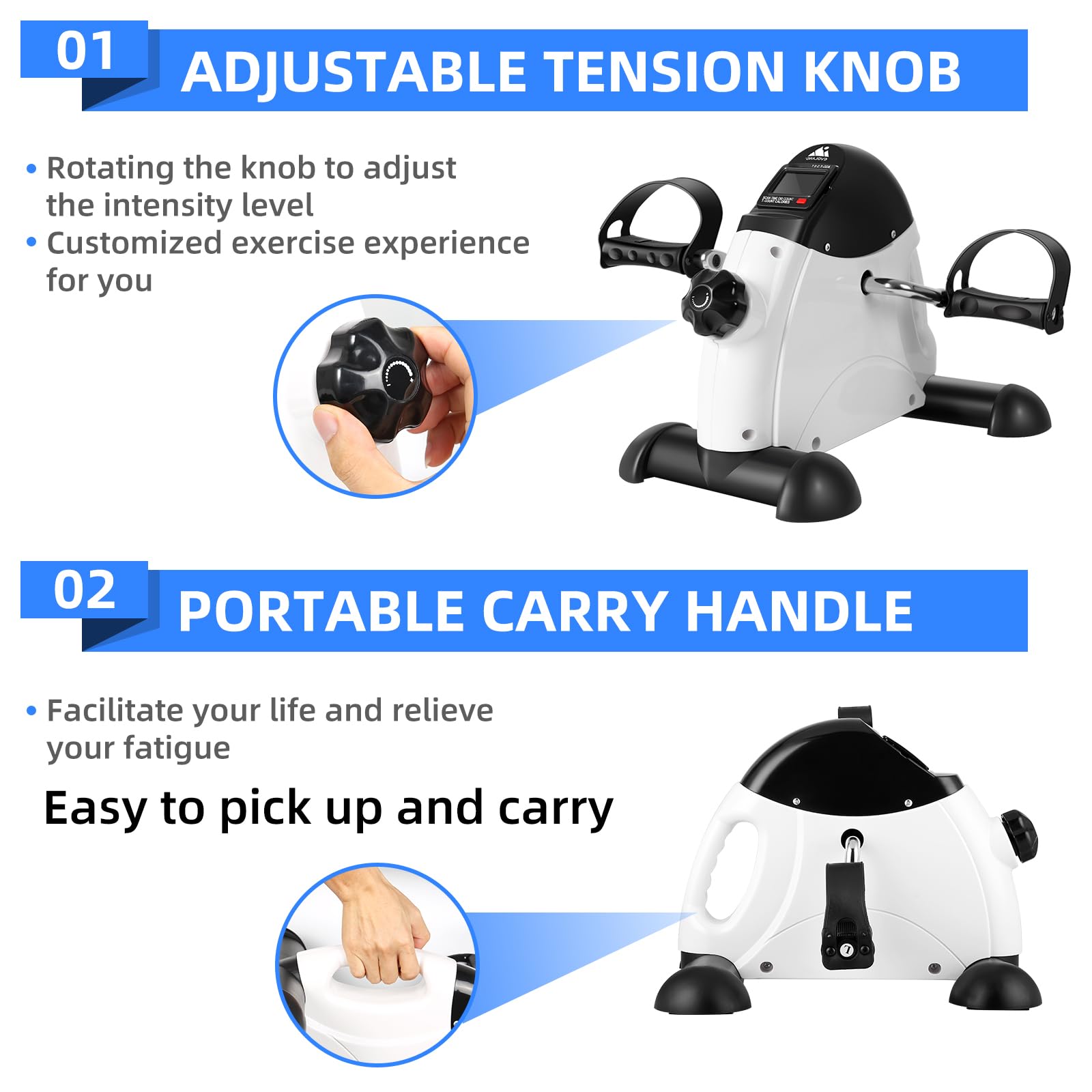 EVOLAND Under Desk Bike Pedal Exerciser with Handle | Portable Mini Bike