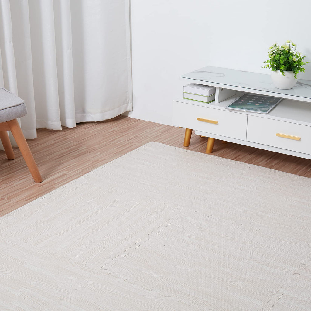 LUVODI Wood Grain Interlocking Foam Floor Tiles | 12Pcs Gym Mats