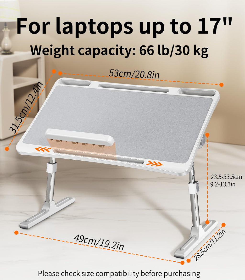 NIFBANG Laptop Tray Folding Bed Table,Adjustable Height Lap Desks with Foldable Legs,Portable Laptop Desk for Sofa,Travel Car Seat Table Tray for - image 2