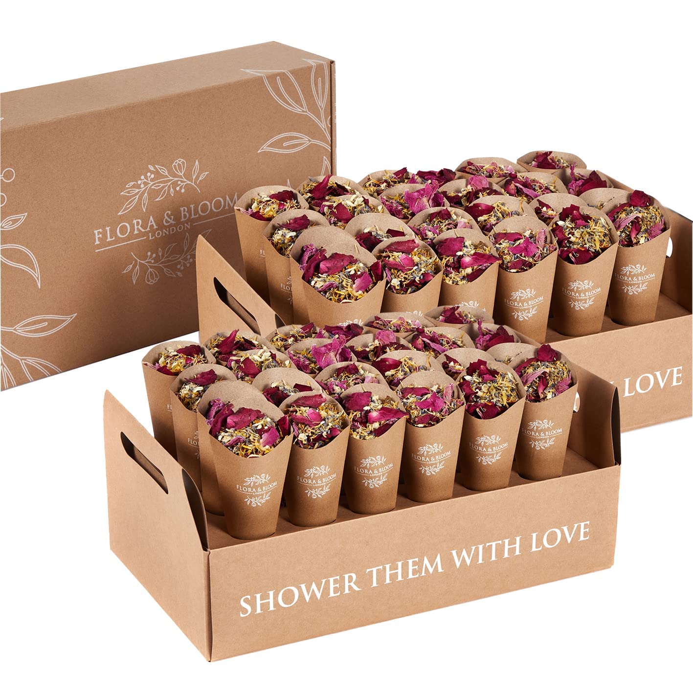 Flora & Bloom Wedding Confetti Kit | 6L Biodegradable Petals & 48 Cones
