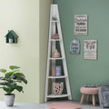 Riva 5 Tier Corner Ladder Shelving Unit – Modern Wood Bookcase in White