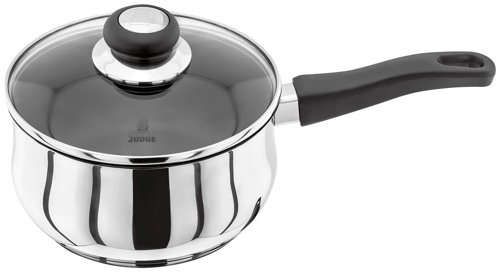 Judge Vista Non-Stick Stainless Steel Saucepan with Glass Lid, 18cm