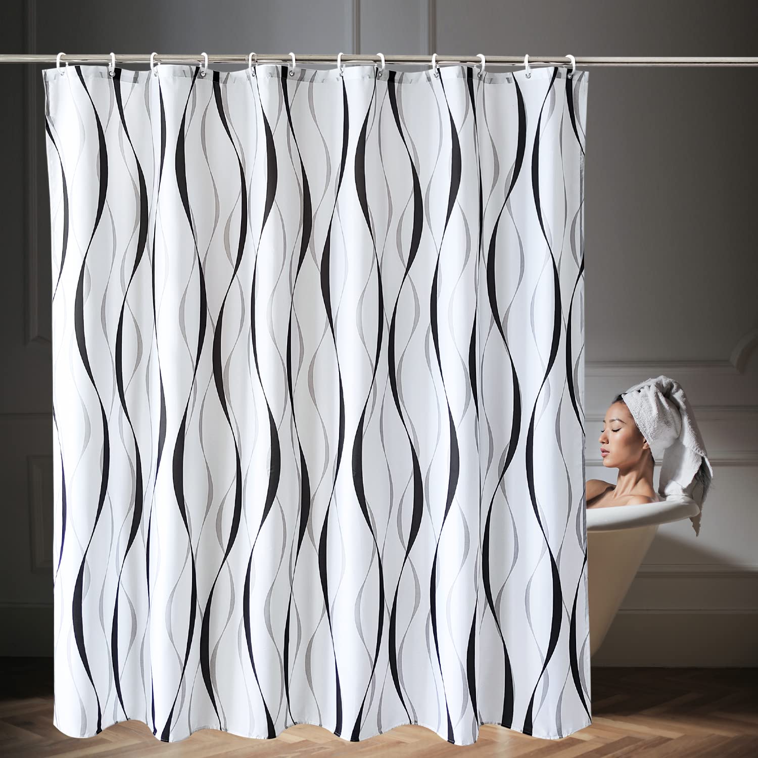 WedDecor Waterproof Shower Curtain – Heavy Duty Polyester with Hooks
