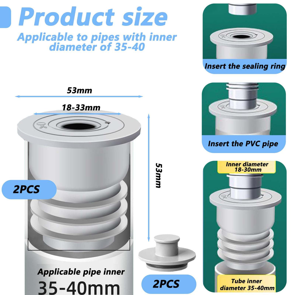 SVOCK 2PCS 35-40mm Silicone Washing Machine Waste Pipe Connector, Drain Pipe Seal Ring, Waste Pipe Seal - image 2