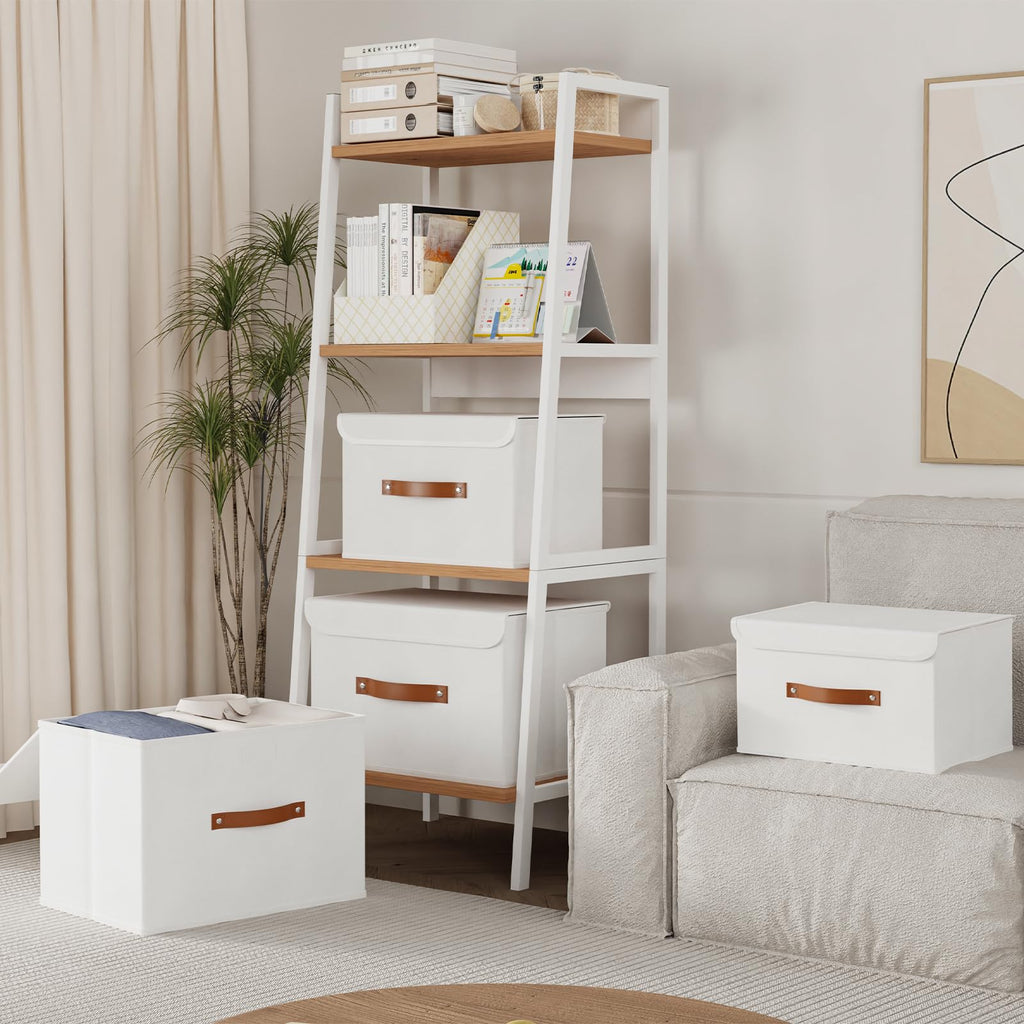 Yawinhe Collapsible Storage Boxes with Lids,45x30x30cm,White,3-Pack - image 3
