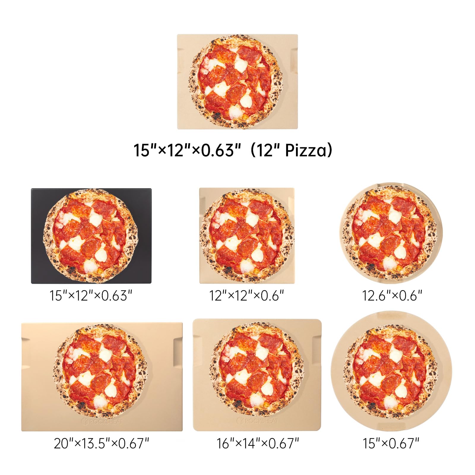 ROCKSHEAT Cordierite Pizza Stone Set with Wooden Peel & Oven Mitts