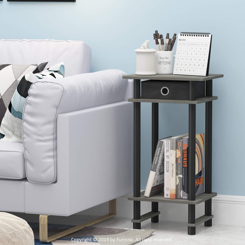 Furinno TURN-N-TUBE Side Table Set of 2, 3-Tier End Table with Storage Bin, Open Shelf Night Stand, Bedside Table, for Living Room, Bedroom - image 2