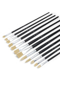 Elan 12-Piece Synthetic Hog Oil Paint Brush Set | Long Handle Artist Brushes