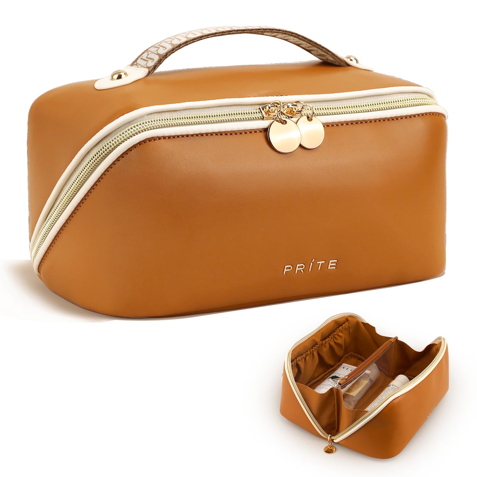 Large Travel Makeup Bag – Waterproof PU Leather Toiletry Case