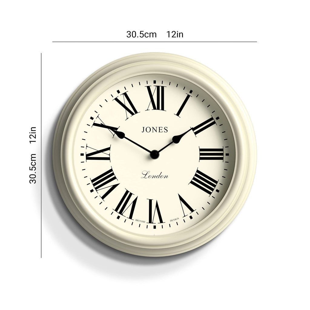 Jones Clocks Venetian Wall Clock – 30cm White Round Roman Numeral