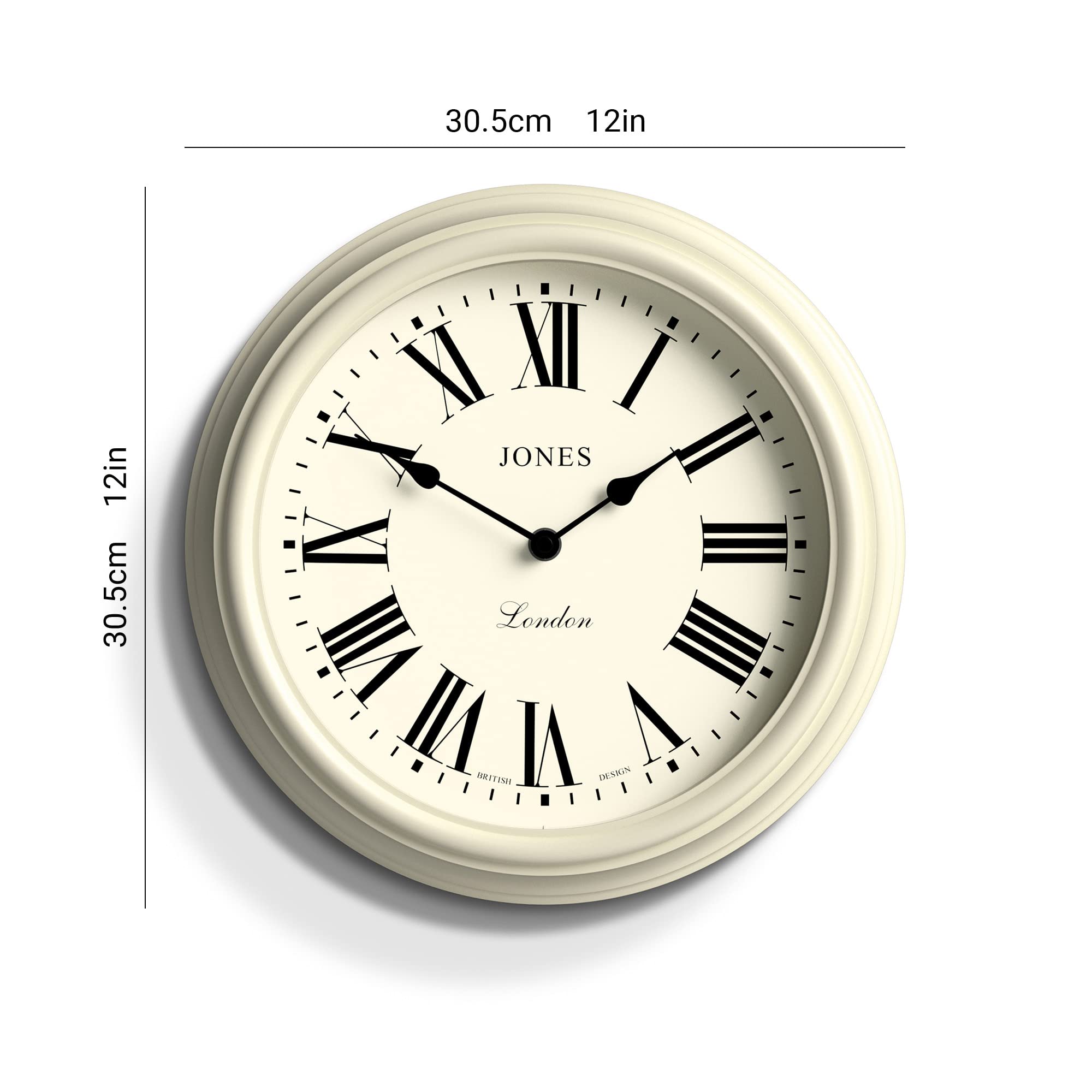 Jones Clocks Venetian Wall Clock – 30cm White Round Roman Numeral