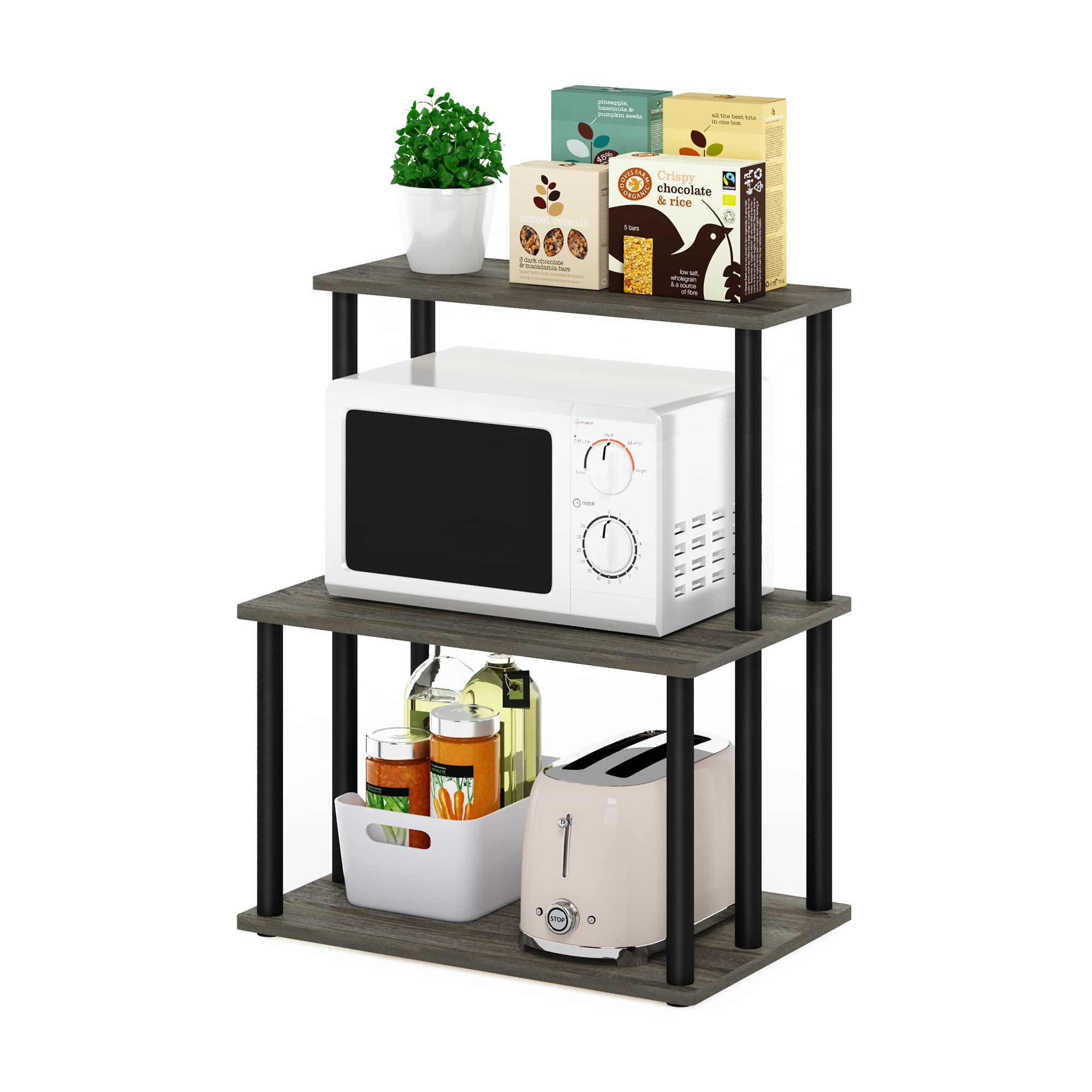 Furinno Turn-N-Tube 3-Tier Kitchen Storage Shelf – French Oak Grey