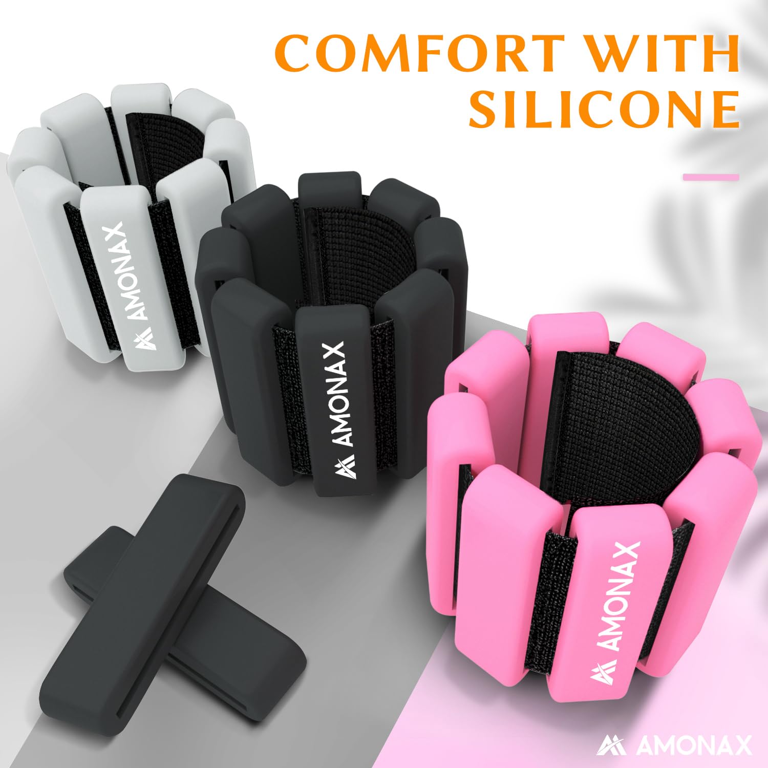 Amonax Adjustable Ankle and Wrist Weights Set | Silicone 1lb-2lb Pair