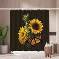 Woutay Sunflower & Butterfly Shower Curtain | Mold Resistant Polyester