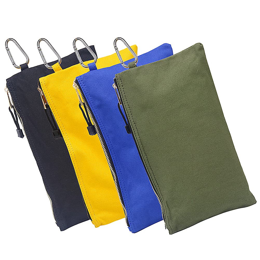 Jolof Store Heavy Duty Canvas Tool Pouch - 4PCS Zipper Utility Bags
