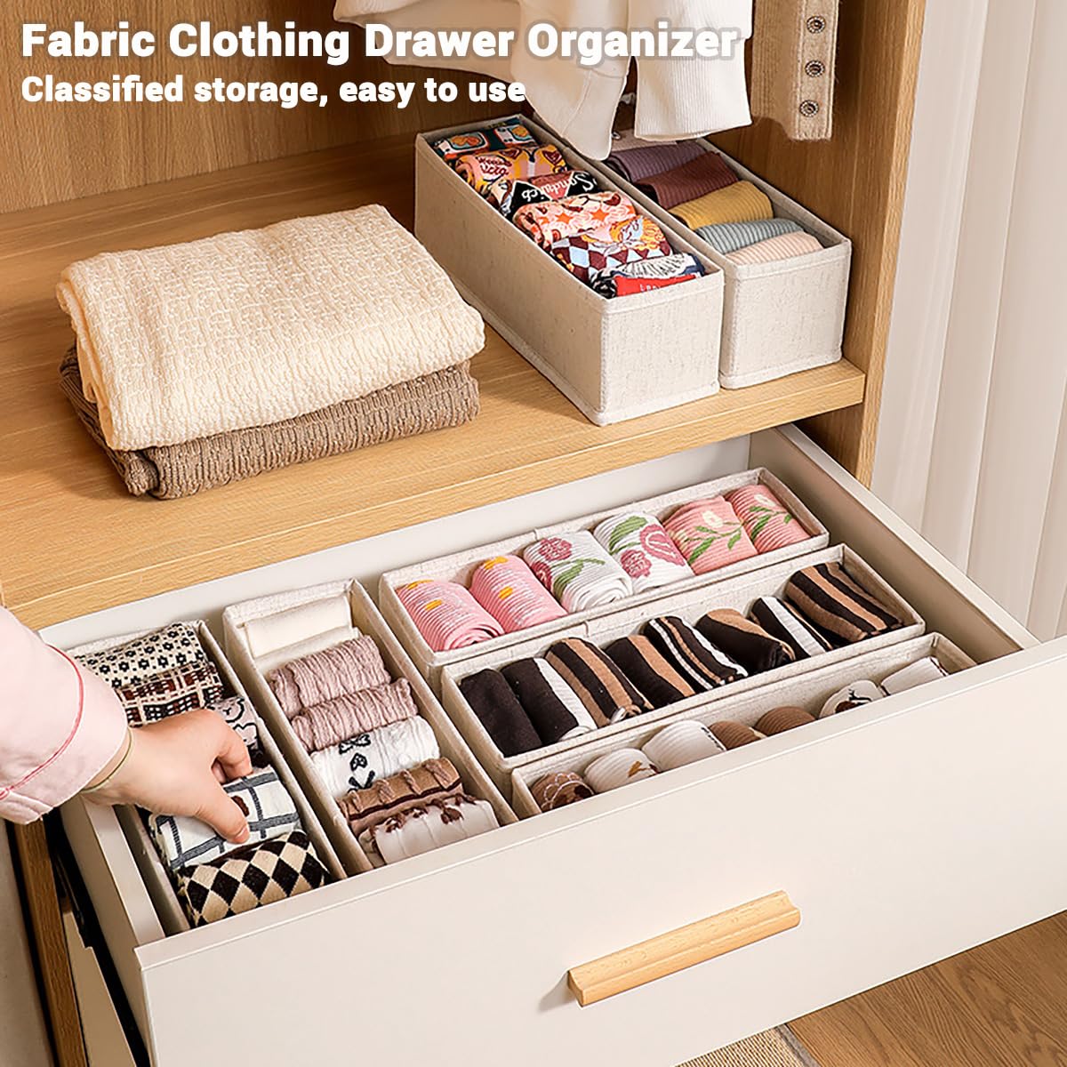 MURRI&MURRDI Mini Foldable Clothes Drawer Divider 6 Pack, Fabric Underwear Drawer Organizer, Small Wardrobe Sock Box - image 3