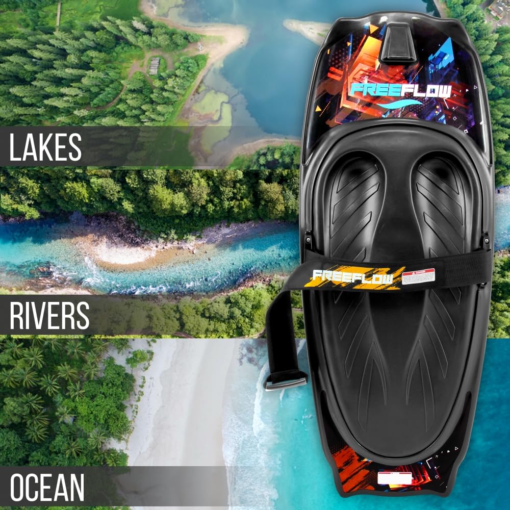 SereneLife Water Sport Kneeboard with Hook - Black/Red - 50 Inch