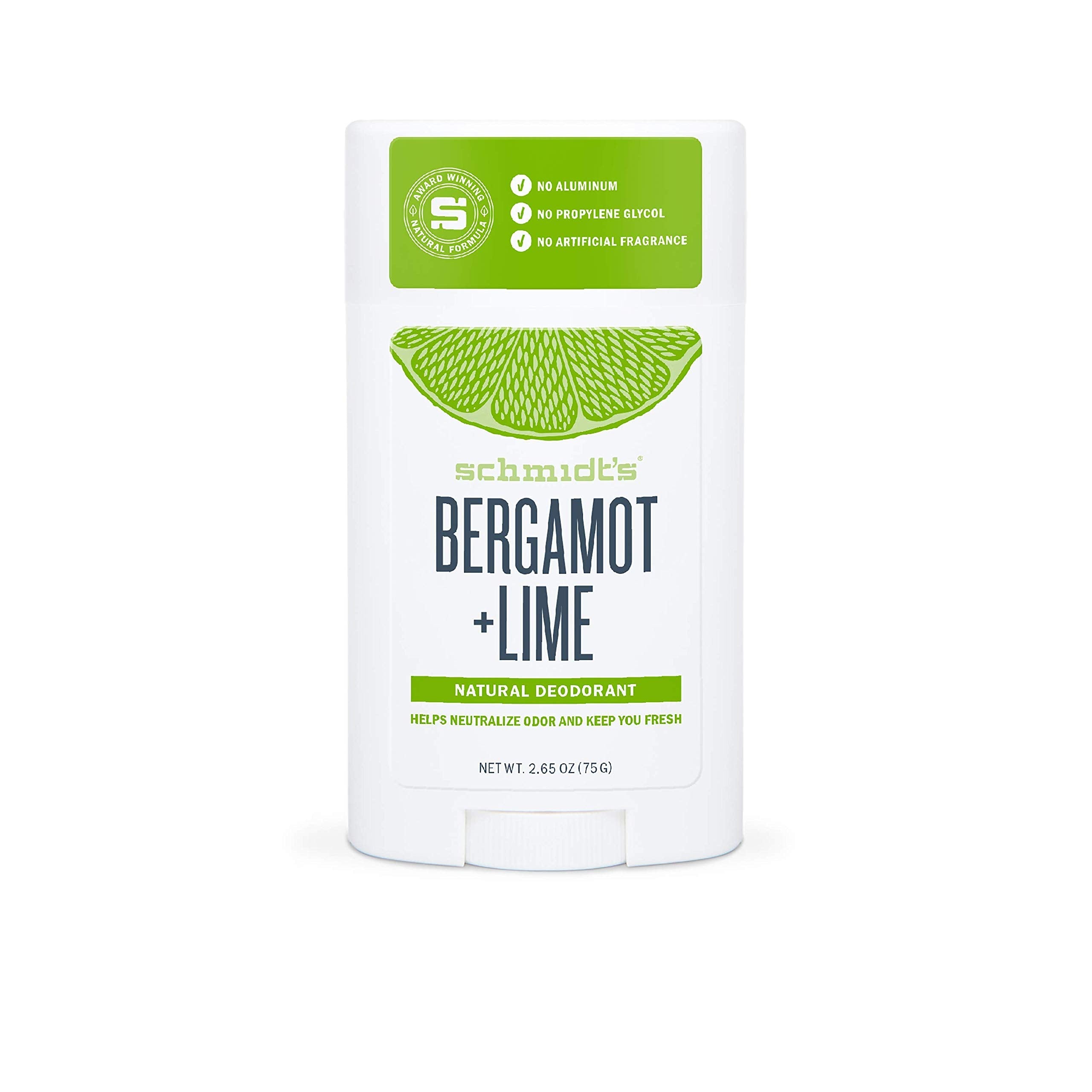 Schmidt's Bergamot & Lime Natural Deodorant Stick | Vegan & Aluminum-Free