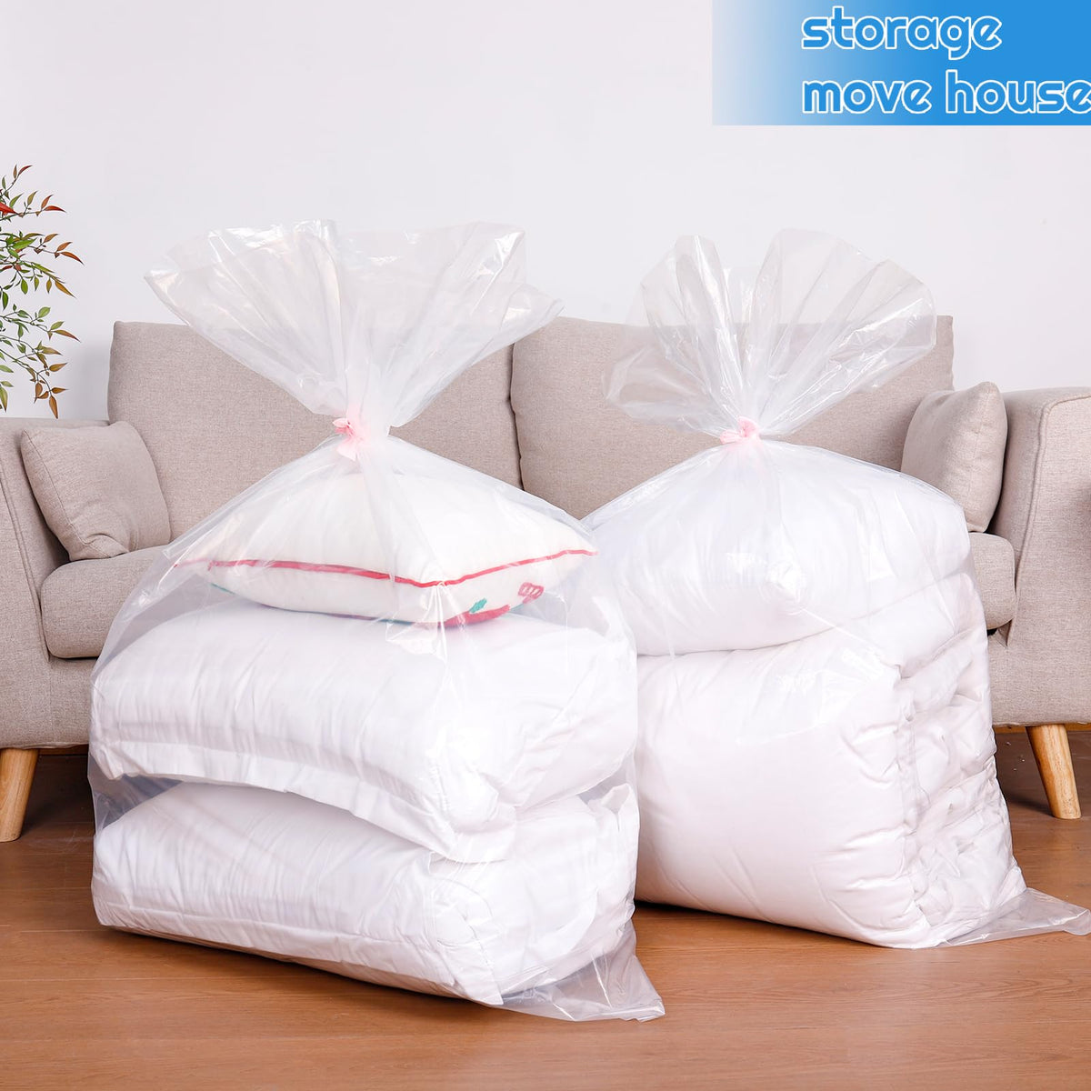 Extra Large Clear Plastic Storage Bags, 6 pcs Flat Large Plastic Bags - image 5