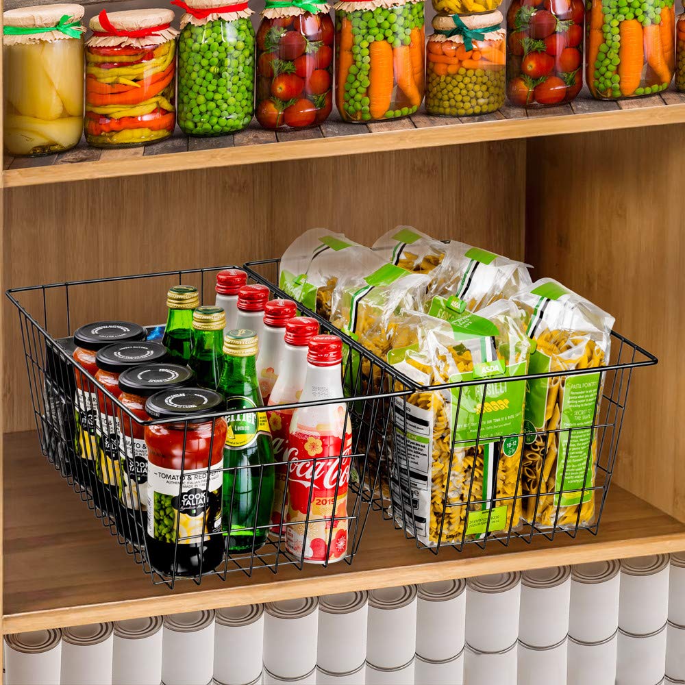 SANNO Freezer Basket Wire Organizer Storage Baskets Storage Bin Baskets for Organizing Kitchen Cabinets, Pantry, Freezer - image 2