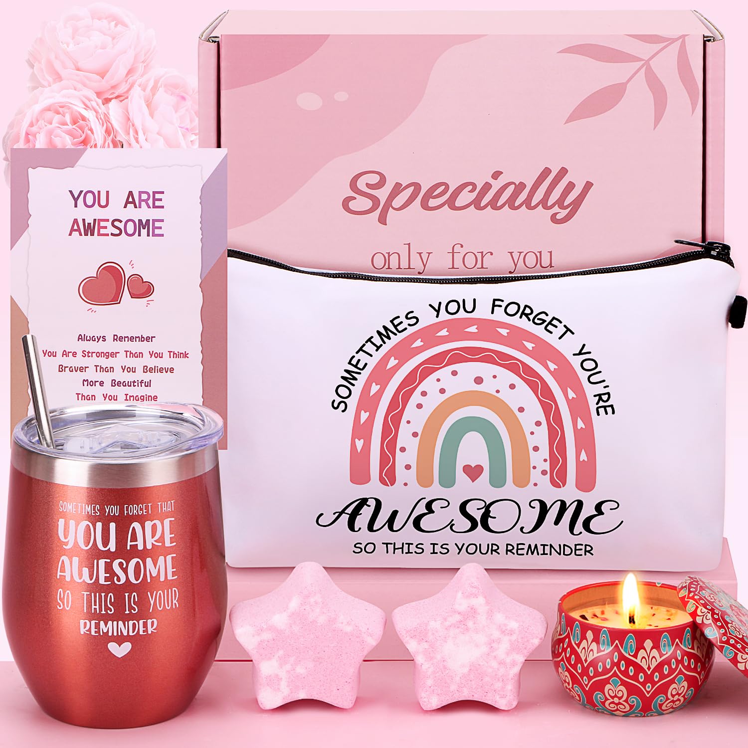 Rose Self Care Gift Set – Vegan Spa Pamper Hamper for Women