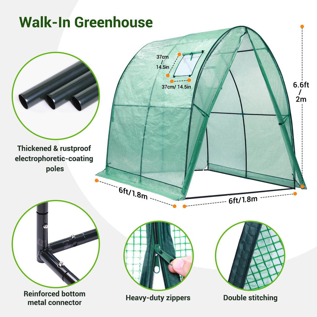 Ohuhu Walk-in Tunnel Greenhouse – Heavy Duty Gothic Arch Garden House