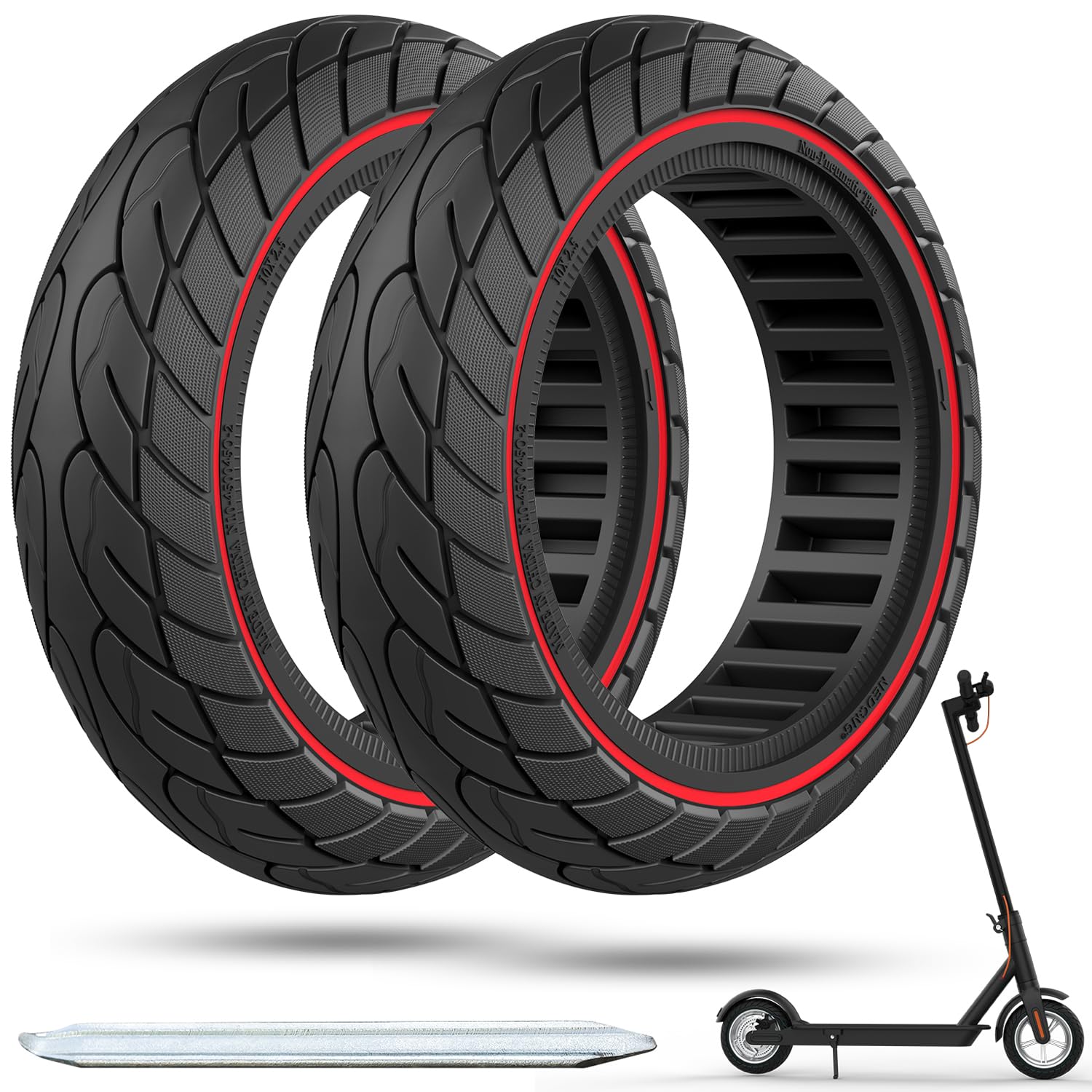 OUXI 10-Inch Solid Scooter Tyres | Puncture Proof for Ninebot Max G30P | 2 Pack