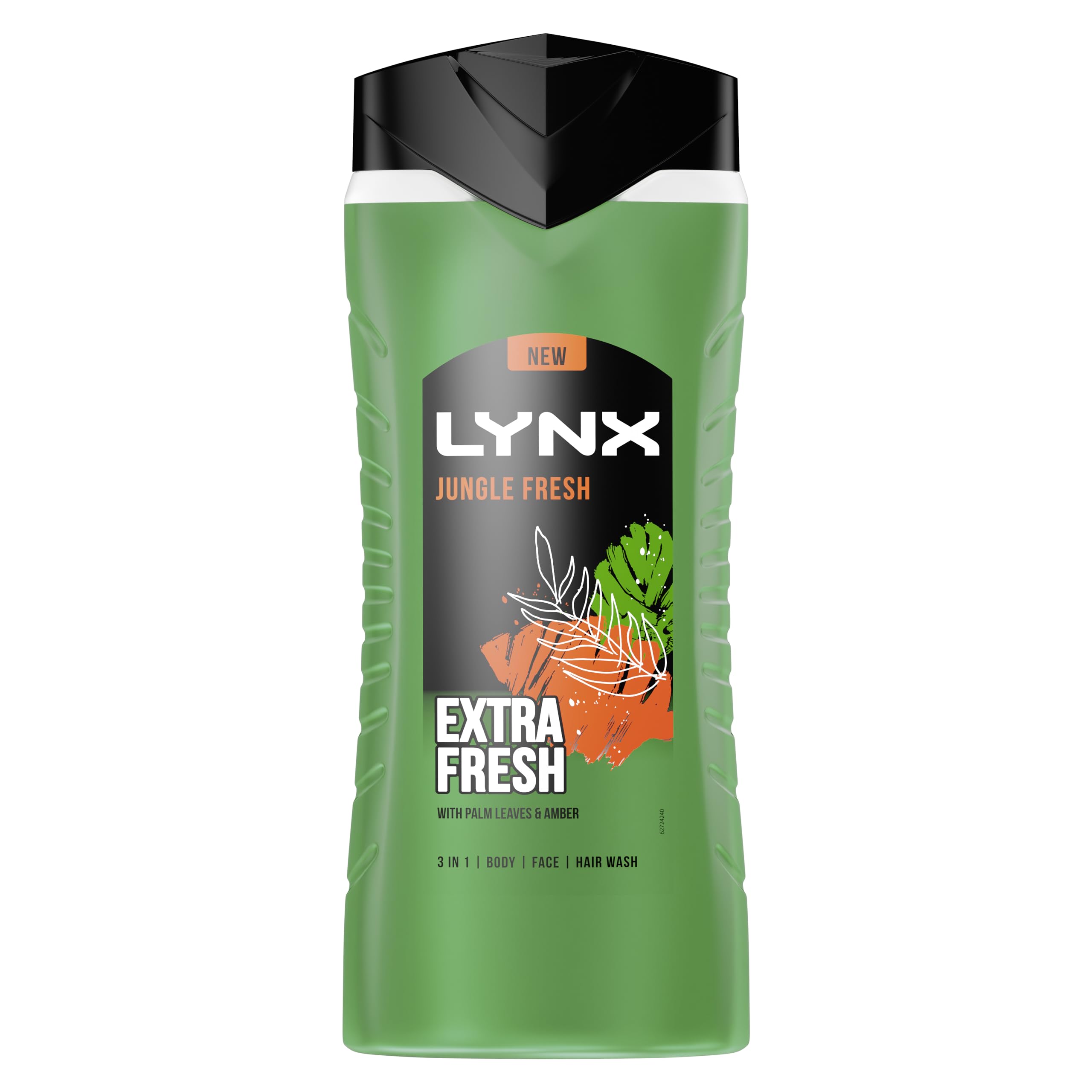 Lynx Jungle Fresh 3-in-1 Body Wash, Palm Leaf & Amber, 500ml (Pack of 6)