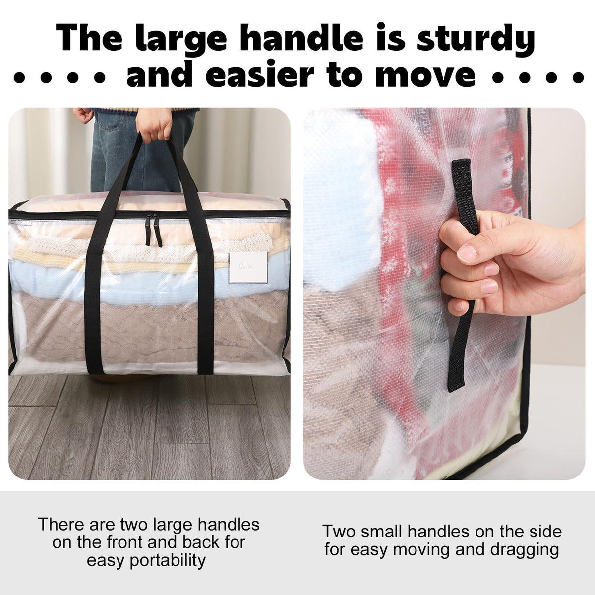 Yafe 3 Pack Large Clothes Storage Bags with Lids, 91L Clear Moving Boxes - image 4