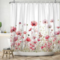 Jolof Store Flower Shower Curtain – Waterproof Red Rose Polyester, 180x200cm