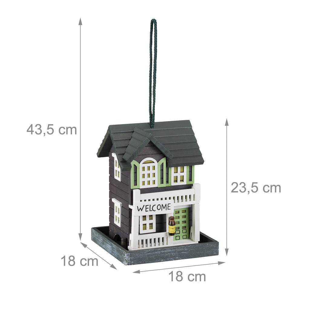 Relaxdays Wooden Bird Feeder – Hanging Scandinavian Style Garden House