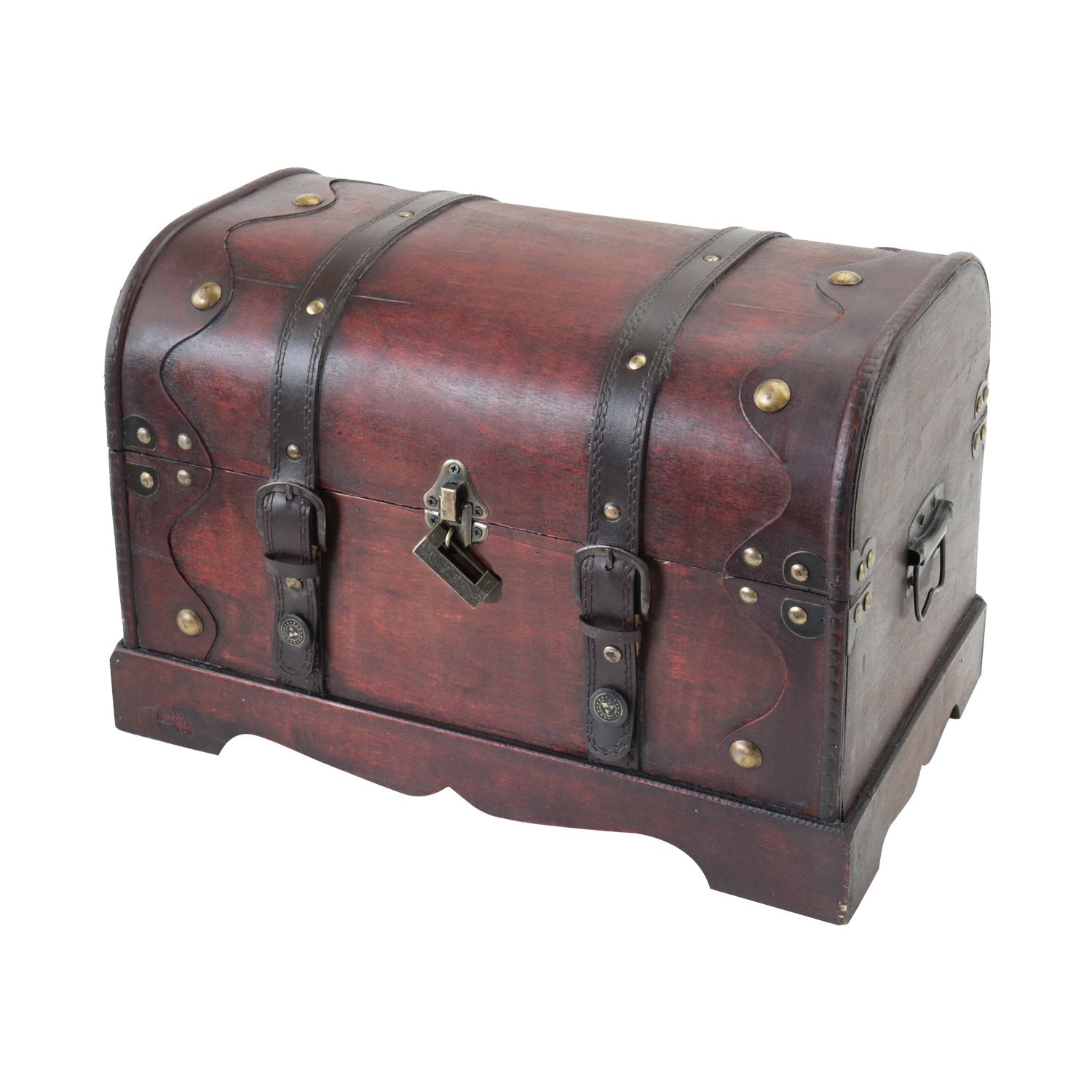 HMF Wooden Treasure Chest with Lock – Large Antique Storage Trunk