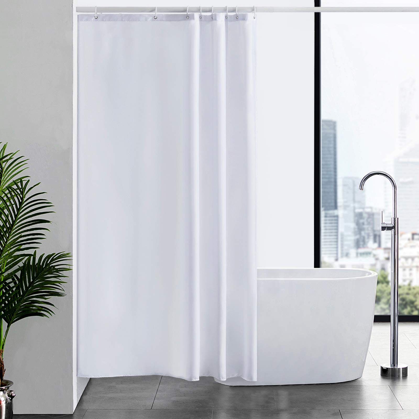 Furlinic White Shower Curtain | Mold Resistant Waterproof Polyester 47x78