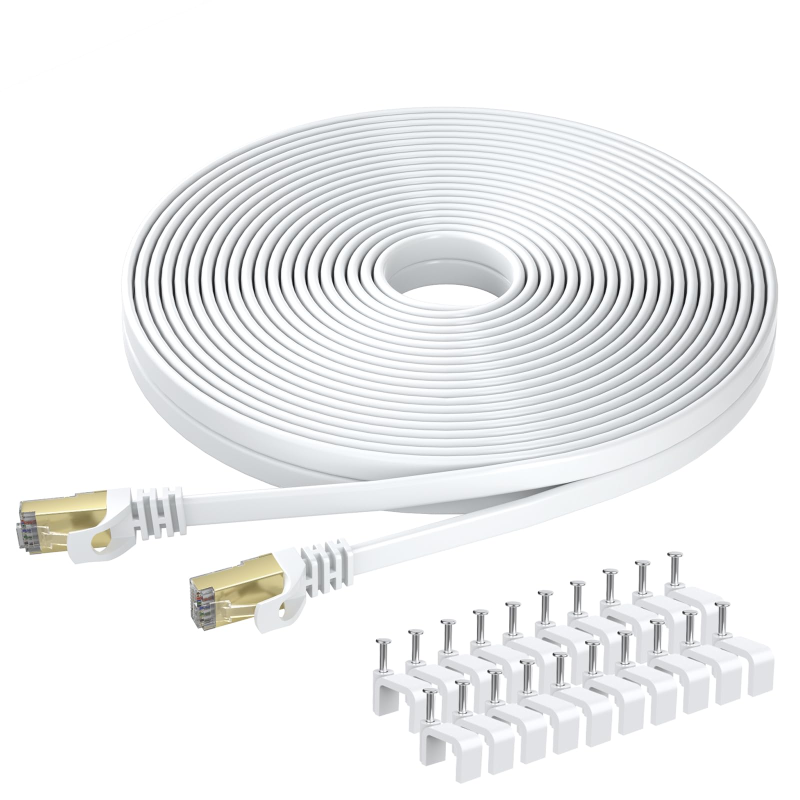 BUSOHE Cat 8 Ethernet Cable 30m - High Speed 40Gbps Flat LAN Patch Cord