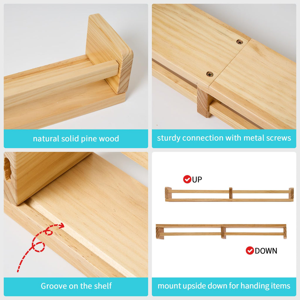 Gieanoo Nursery Floating Shelves | Set of 2 Solid Pine Wood 80cm Bookshelf