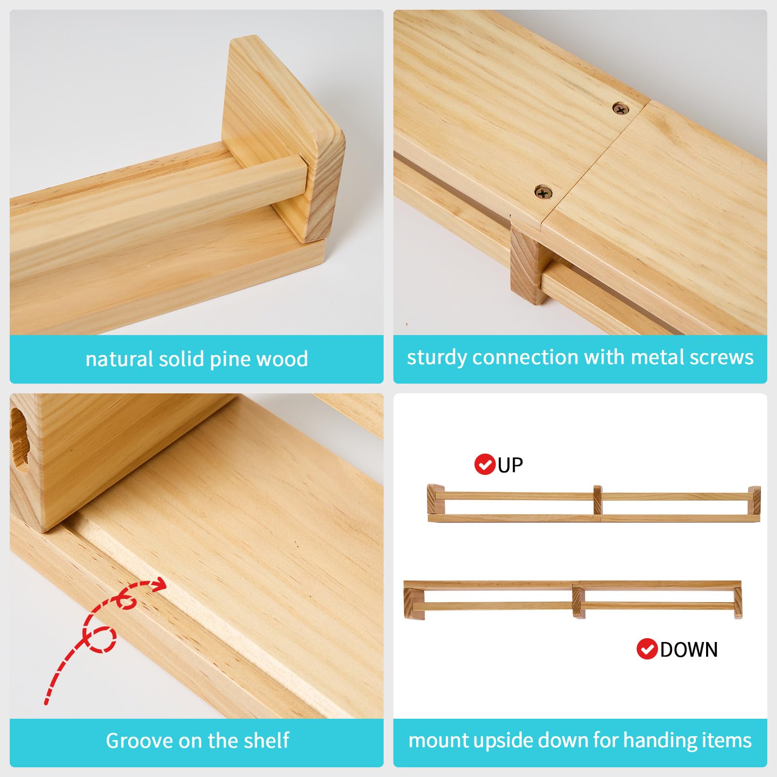 Gieanoo Nursery Floating Shelves | Set of 2 Solid Pine Wood 80cm Bookshelf
