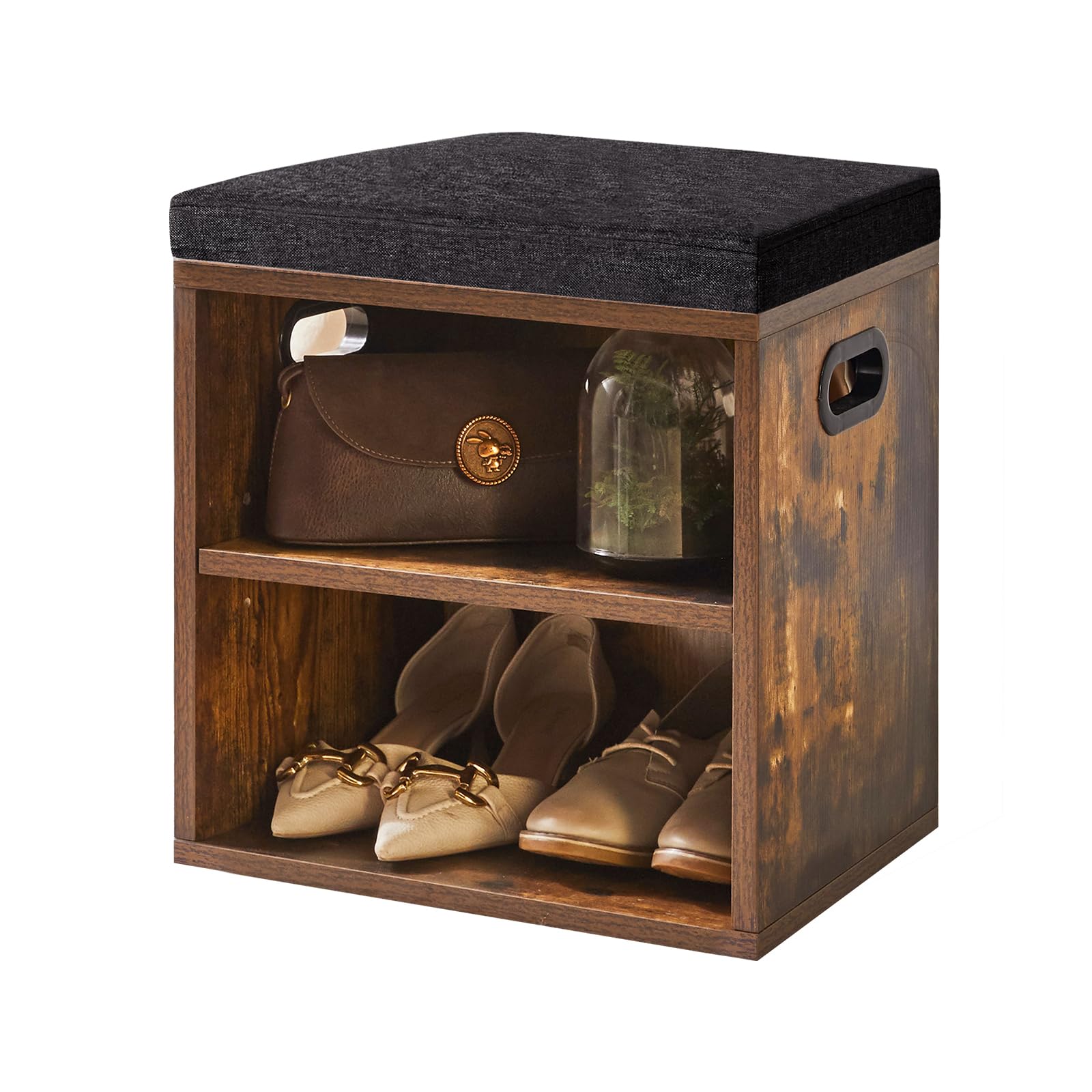 YMYNY Shoe Storage Bench with Padded Seat | 2-Tier Adjustable Rack