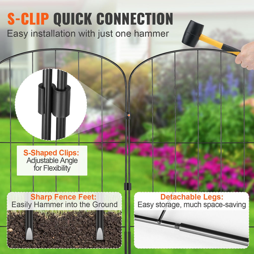 VEVOR No Dig Animal Barrier – 28 Pack Metal Garden Fence, 24x13 Inch