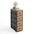 MUTUN Narrow 5 Drawer Chest Dresser | Slim Fabric Storage with Wood Top