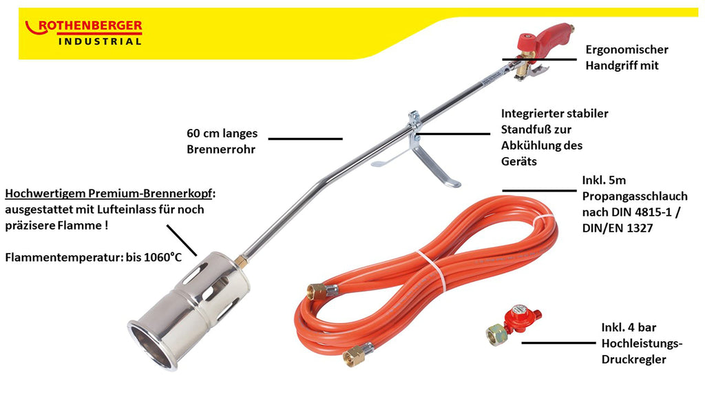 ROTHENBERGER RoMaxi Premium Propane Torch – Weed Killer & Roofing Tool