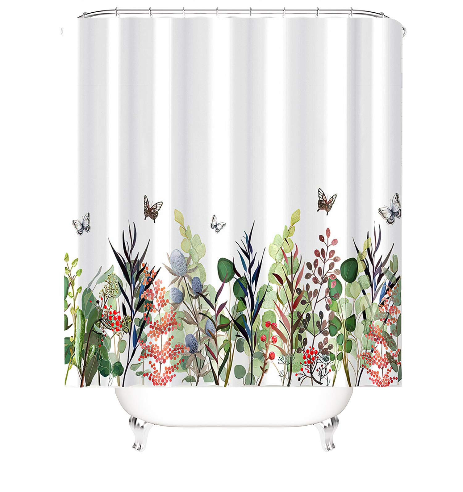 Jolof Store Floral Shower Curtain – Anti-Mould Waterproof Fabric, 200x220cm