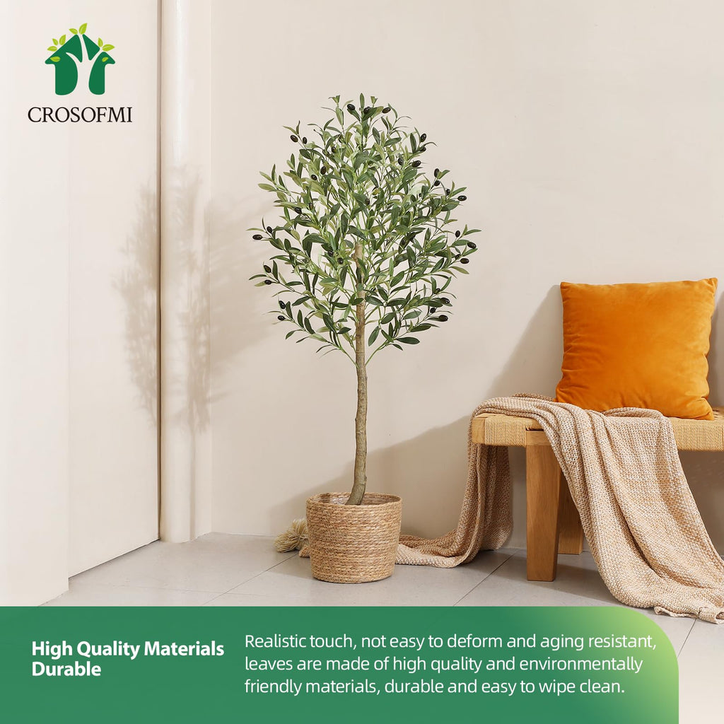 CROSOFMI 120cm Artificial Olive Tree | Tall Faux Silk Plant for Home Decor