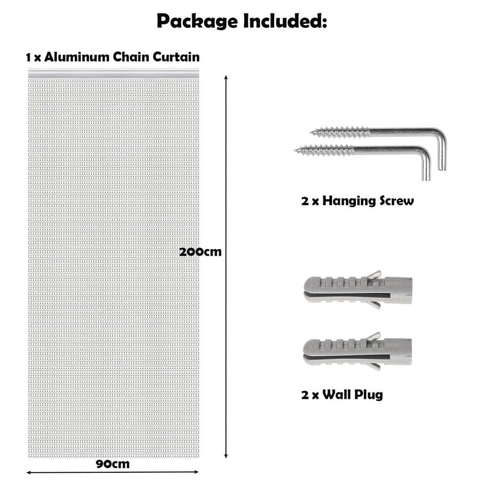 Jolof Store Silver Aluminium Chain Fly Screen Door Curtain – 90x200cm