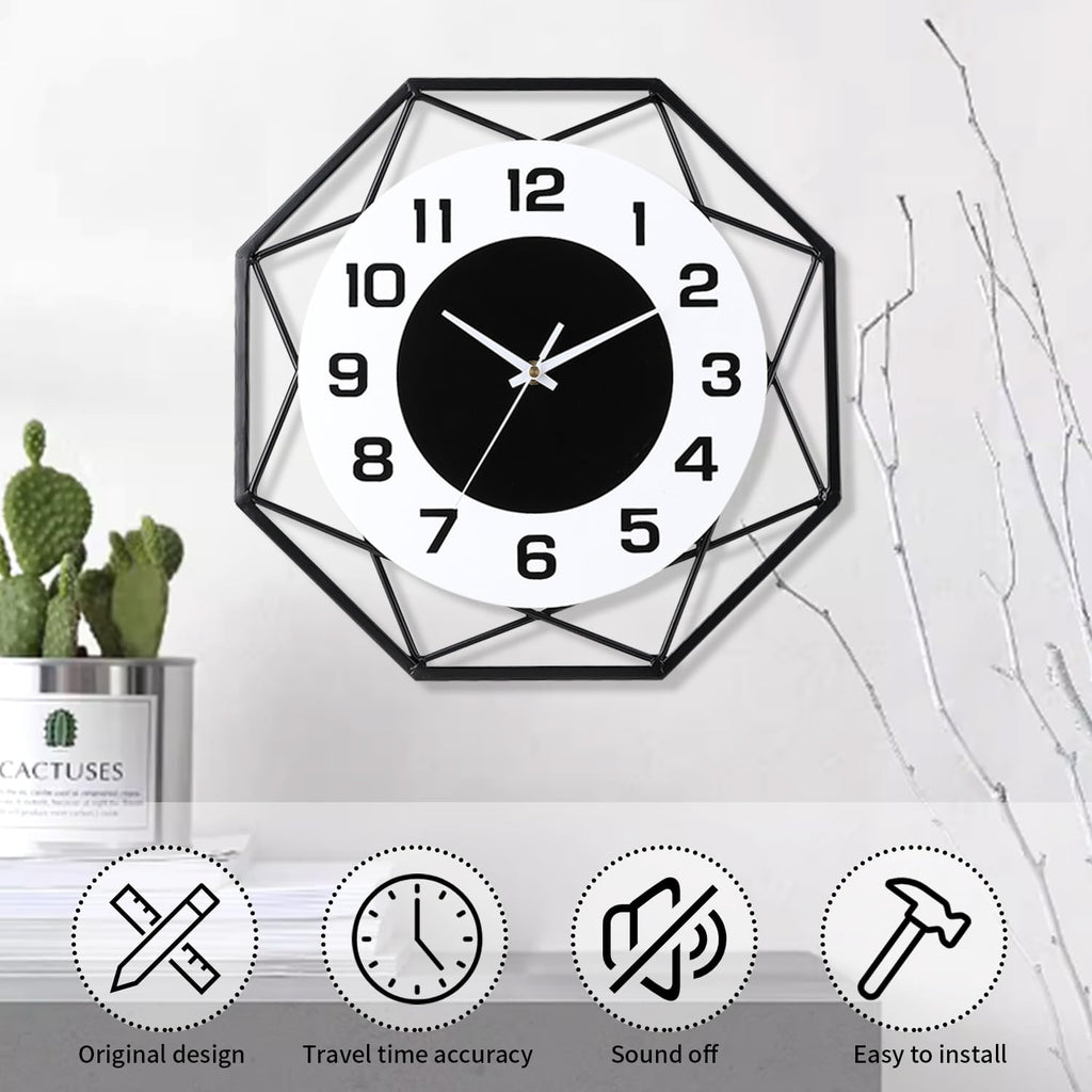 24 Inch Modern Metal Wall Clock – Silent Large Quartz Decor