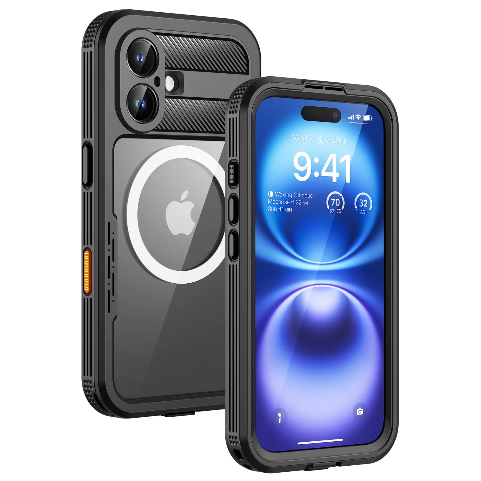 Lanhiem iPhone 16 Waterproof Case | MagSafe Heavy Duty Shockproof Cover
