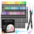 Shuttle Art 56 Pastel Dual Tip Brush Pens | Fineliner Art Markers
