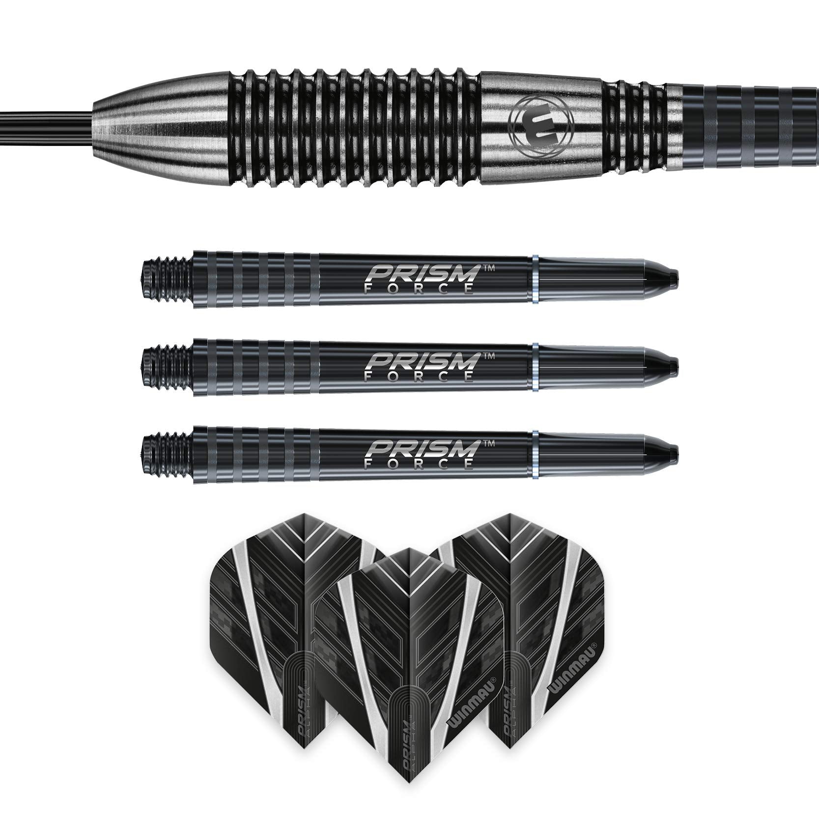 Winmau Blackout 26g Tungsten Darts Set | Steel Tip with Prism Shafts