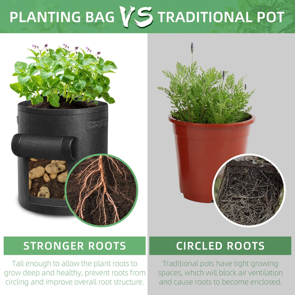 LITLANDSTAR 10 Gallon Potato Grow Bags | 12 Pack Fabric Planters with Flap