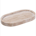 Navaris Oval Travertine Decorative Tray – Natural Stone Vanity Organiser
